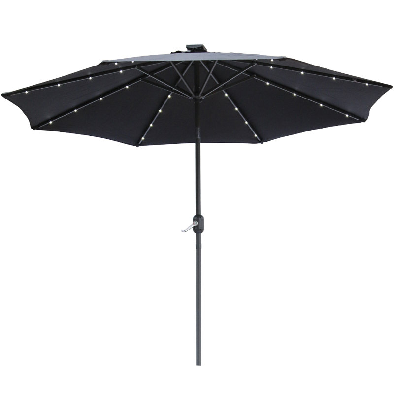 Antibes 2.7m Traditional Parasol with Lights, Black