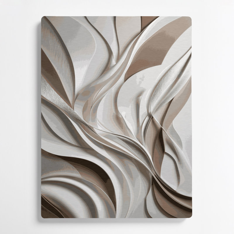 Abstract Shapes 65 Grey Metal Wall Art, 12" H x 18" W