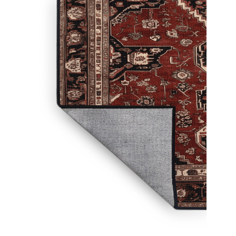 Machine Washable Persian Brown Area Rug, Round 7'