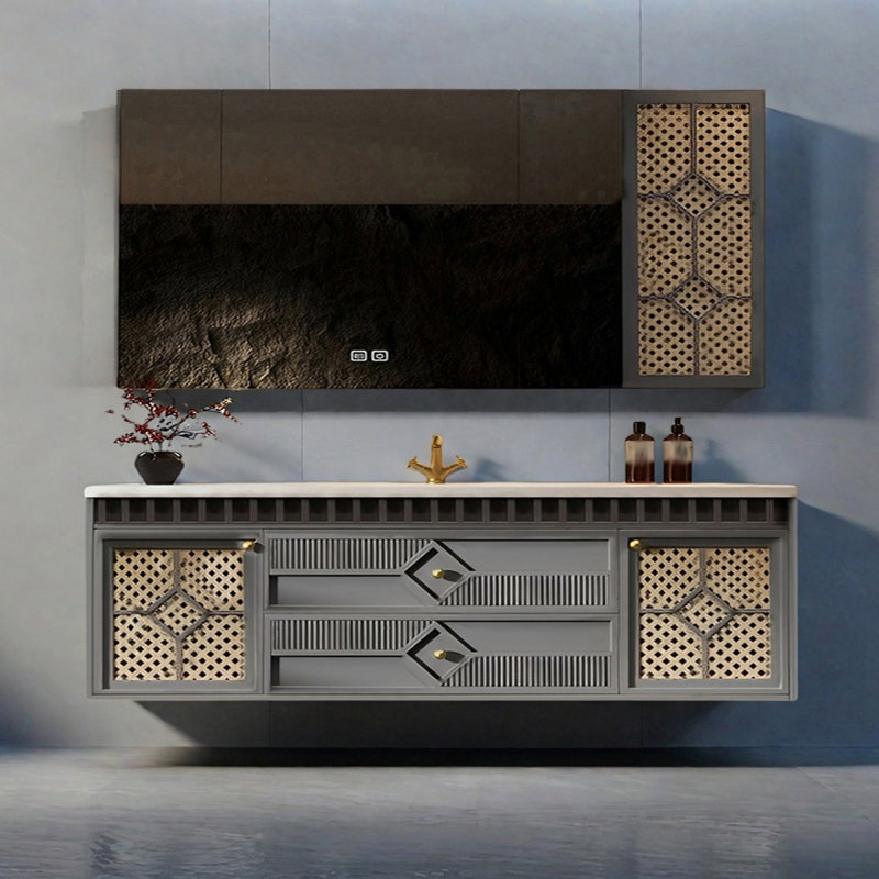 Armoire de salle de bain style français, H 21,65 po x l 62,99 po x P 21,65 po
