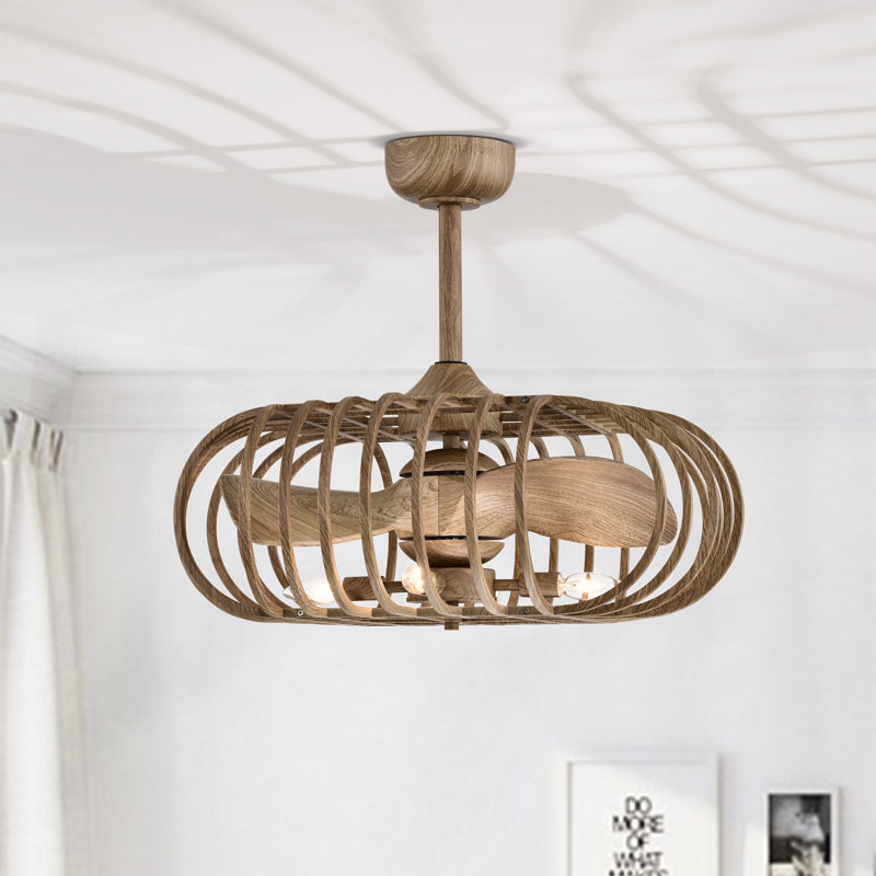 Ventilateur de plafond en cage à 3 pales de 10,16 po avec ensemble d'éclairage inclus