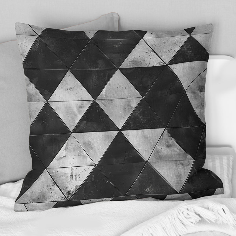 Coussin Black Triangle III - Mid-Century, H 18 po x l 18 po