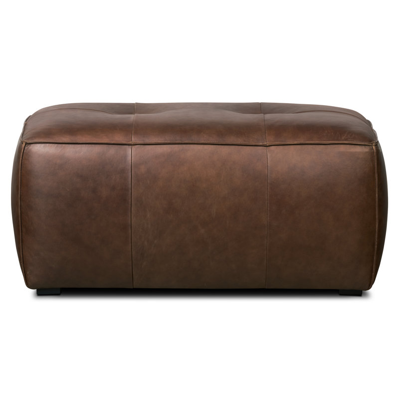 Repose-pieds en cuir italien Capa, Cuir véritable brun chocolat