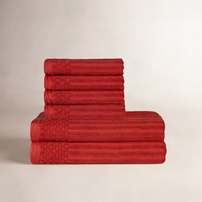 6-Piece Ribbed Cotton Towel Set