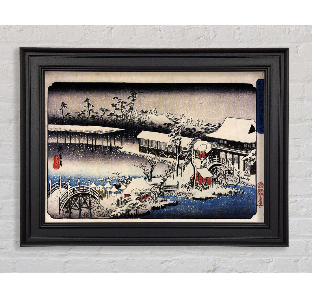 Hiroshige Tempelkomplex im Schnee Gerahmter Druck