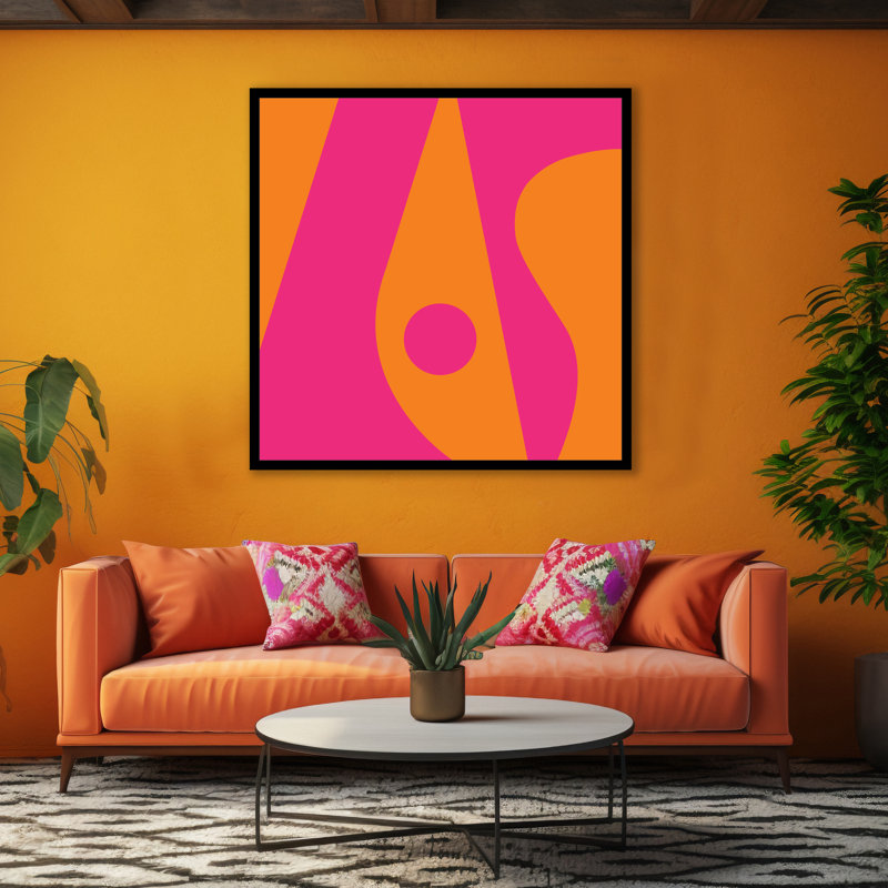 Good Black Art | Magenta Orange Wall Art by Holly McWhorter | Limited Edition | Solid Wood Frame, Black, 30" H x 30" W