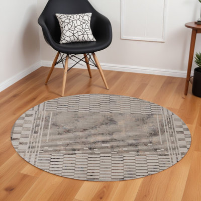 Tapis rond beige et brun 8 '