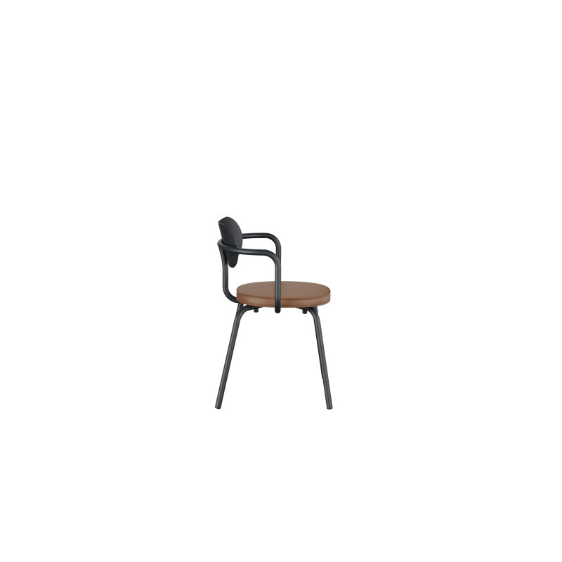 Khylia 18.1'' H Upholstered Metal Armchair, Tan, Black