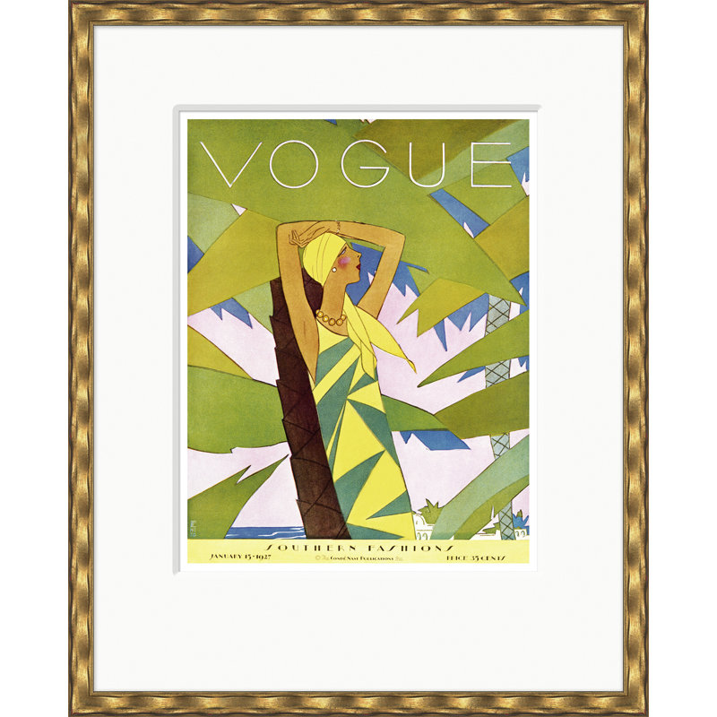 Vogue Cover, Tropical Southern Fashions, Eduardo Garcia Benito, January 15, 1927 Print by Eduardo Garcia Benito, Gold