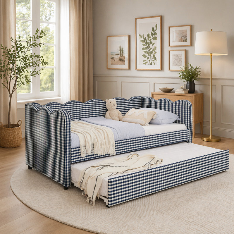 Lit de jour simple Cozy Gingham, Navy