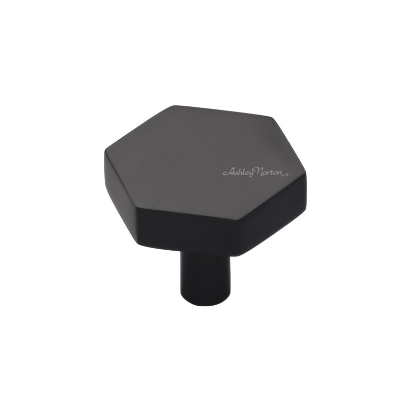 Hex 1 3/8" Length Geometric Knob, 1 3/8", Flat Black
