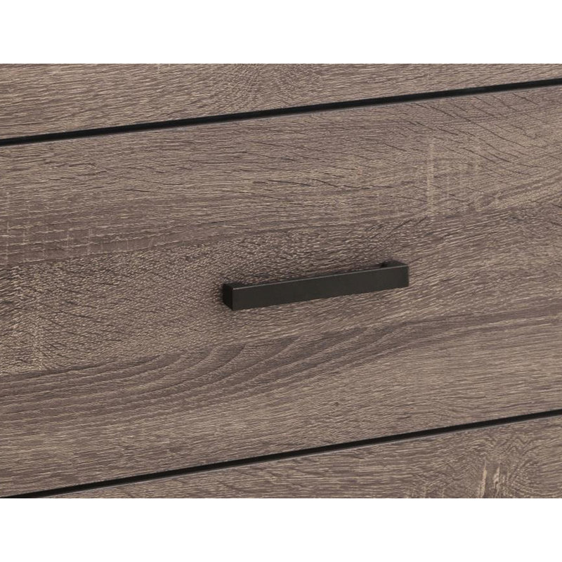 Élégante table de chevet 2 en chêne avec poignées en métal et 2 tiroirs