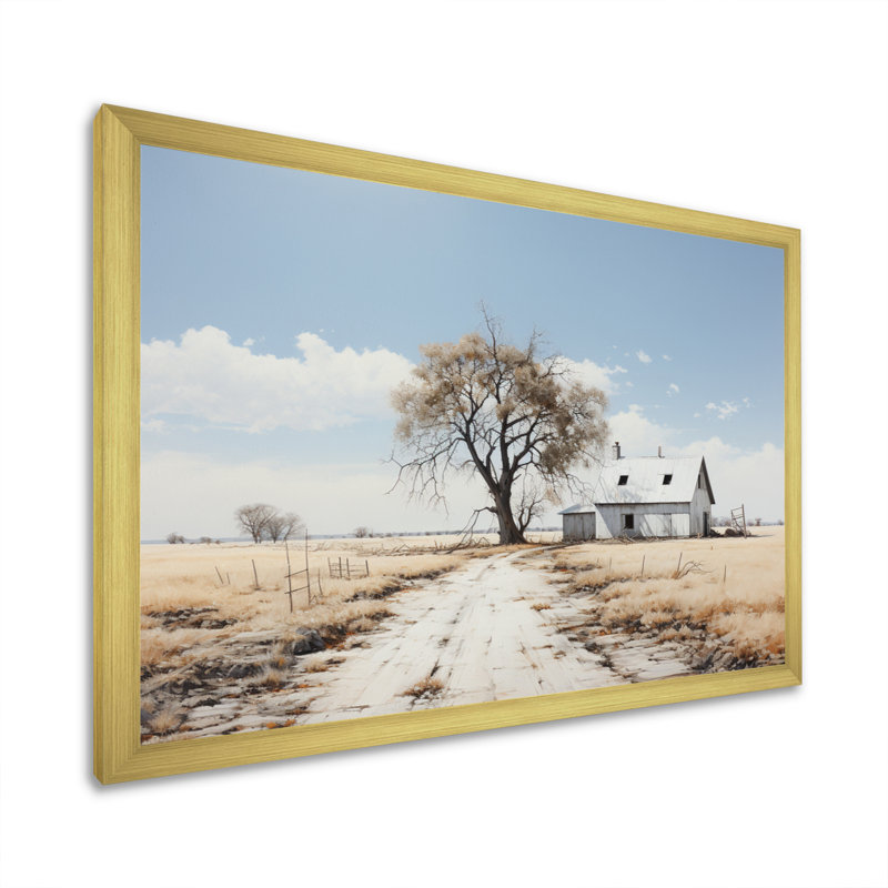 Marsel Farmhouse Minimalisme Path IV - Imprimé, H 34 po x l 44 po x P 1,5 po, Cadre doré simple