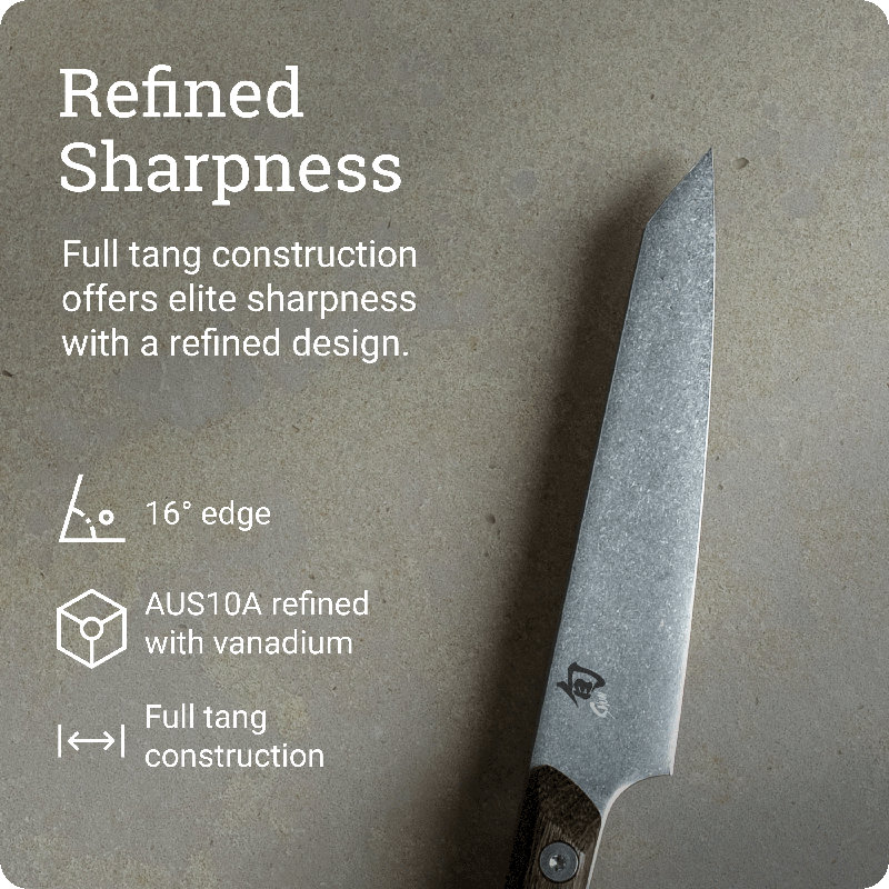 Shun Kanso 5" Steak Knife, Handcrafted and Smooth-Edged Japanese Kitchen Knife for Professional and Home Chefs, AUS10A Stainless Steel Blade, Tagayasan Handle