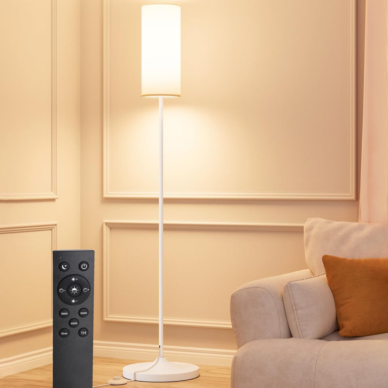 Lampe sur pied à DEL pour le salon, lampes sur pied à intensité variable avec interrupteur au pied, lampe sur pied à température de couleur personnalisée avec abat-jour