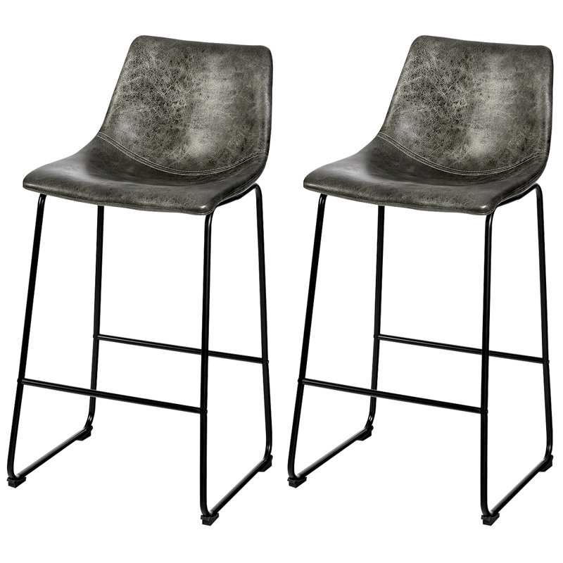 Bogner Bar Stool with Iron Frame, Gray