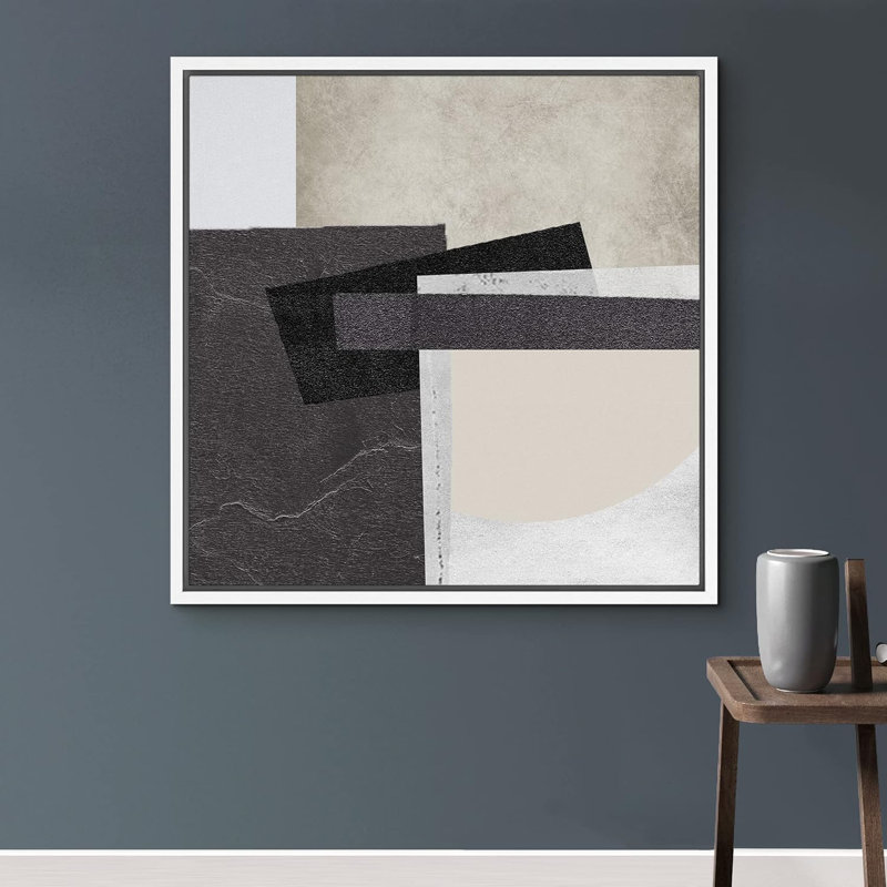 Impression sur toile encadrée sur bloc de couleur gris brun clair, Blanc, H 16 po x l 16 po