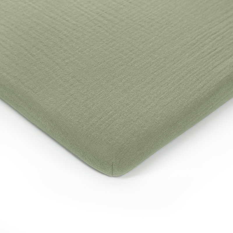 Sage Cotton Muslin Fitted Bassinet Sheet for Baby