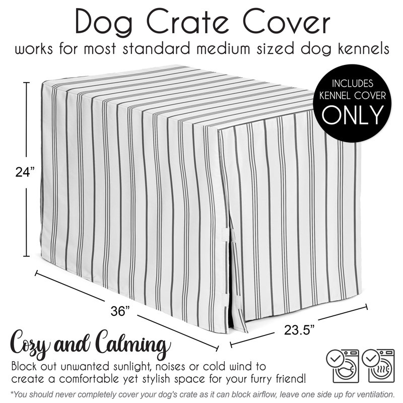 Couvre-chenil rayé blanc et gris pour chien 36 po par Sweet Jojo Designs