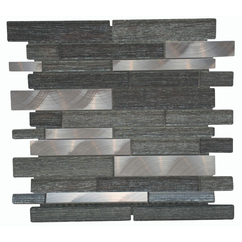 Cosmos Brick Glass Mosaic Tile, Silver