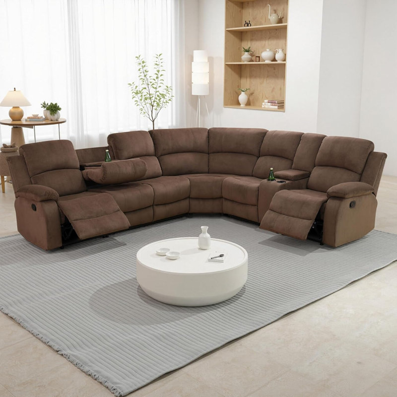 Canapé modulaire inclinable 3 pièces 199 po, Microfibre noire / microsuède