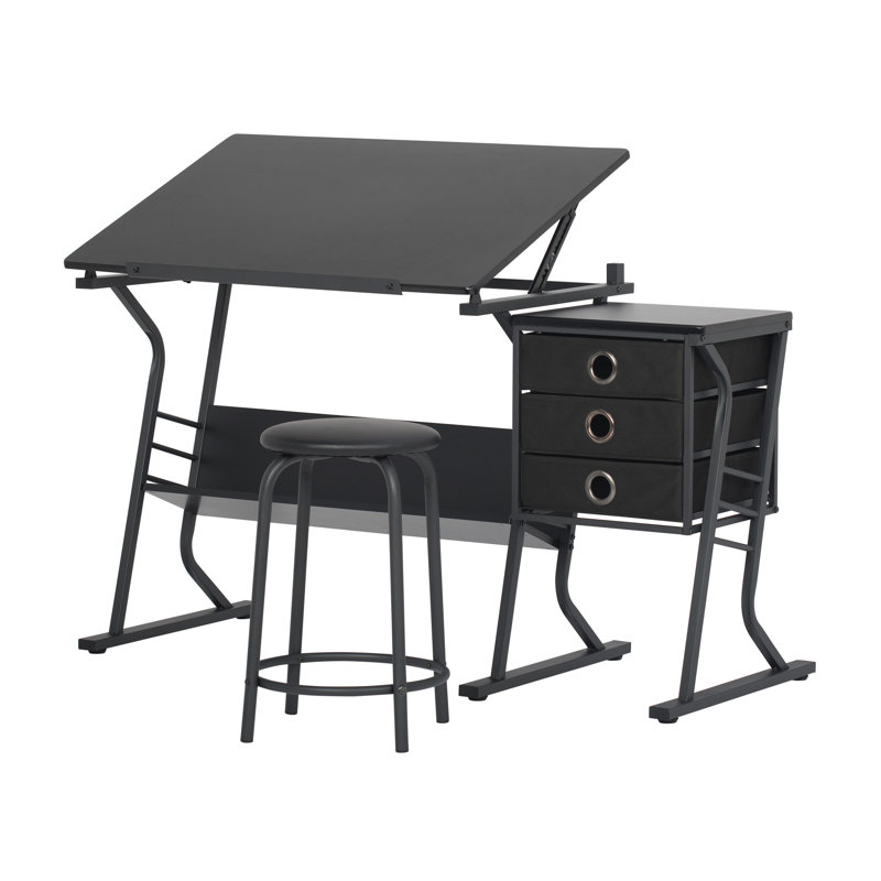 Centre de dessinateur avec tabouret Eclipse Ultra, Noir