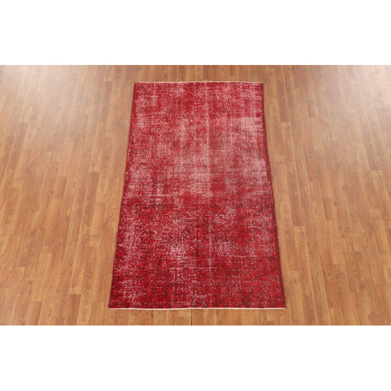 Tapis turc rouge anatolien délavé surteint 4 x 7