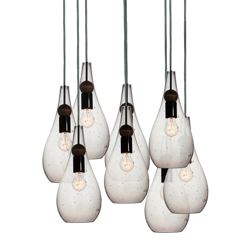 Earth 8 - Light Chandelier, Black, 84" H x 16" W x 16" D, Seeded Glass
