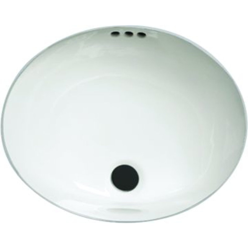 Lavabo de salle de bain ovale blanc encastré en porcelaine vitreuse avec trop-plein