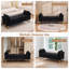 Banc de rangement Lunara 66 po L à couvercle rabattable rembourré, format king, avec pattes dorées, accoudoirs incurvés et 2 coussins-1956203548-1973699246