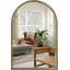 Miroir doré antique avec cadre perlé-668186771