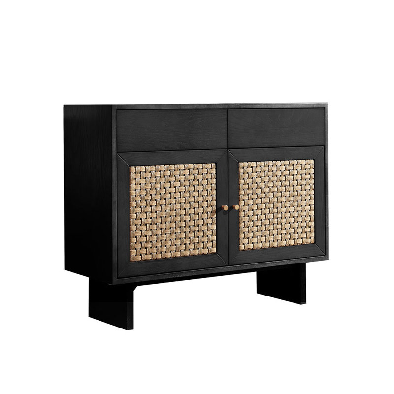 Buffet simple en rotin, Noir