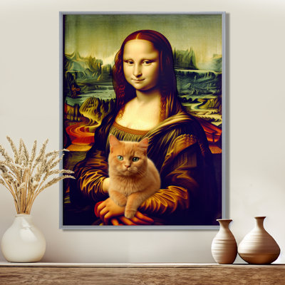Mona Lisa avec chat brun - chat, art mural, salon