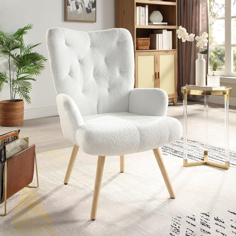 Fauteuil Hodon de 24,4 po de largeur, Mélange de polyester ivoire