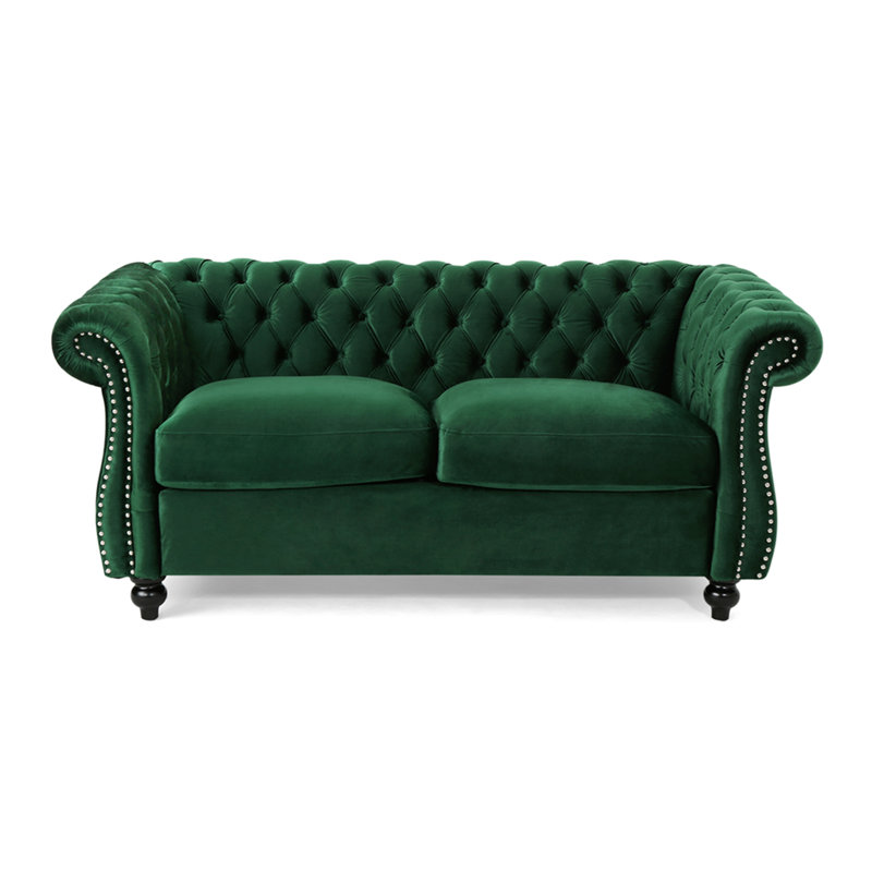 Canapé-causeuse, Green, Green Velvet, 61.75" W