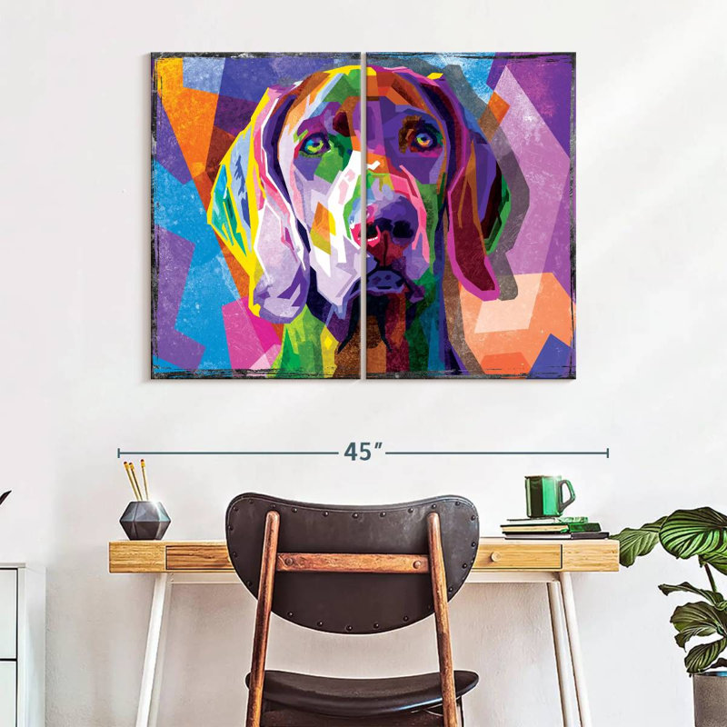 " Weimaraner Multicolored Abstract Multi Piece Canvas Print " 2 Piece Art Graphic Art Set, 30" H x 41" W