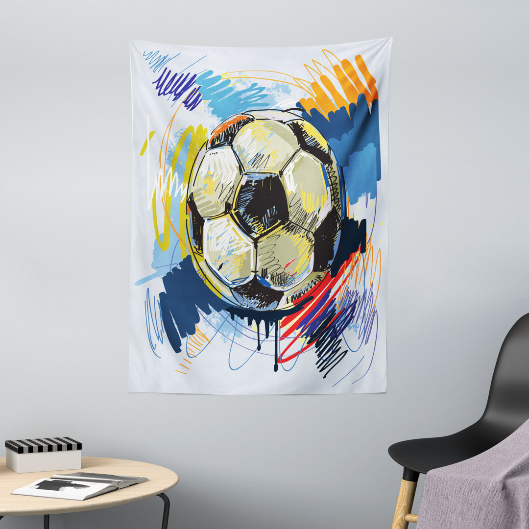 Wandteppich, Bunte Detaillierte, Fußball, Mehrfarbig