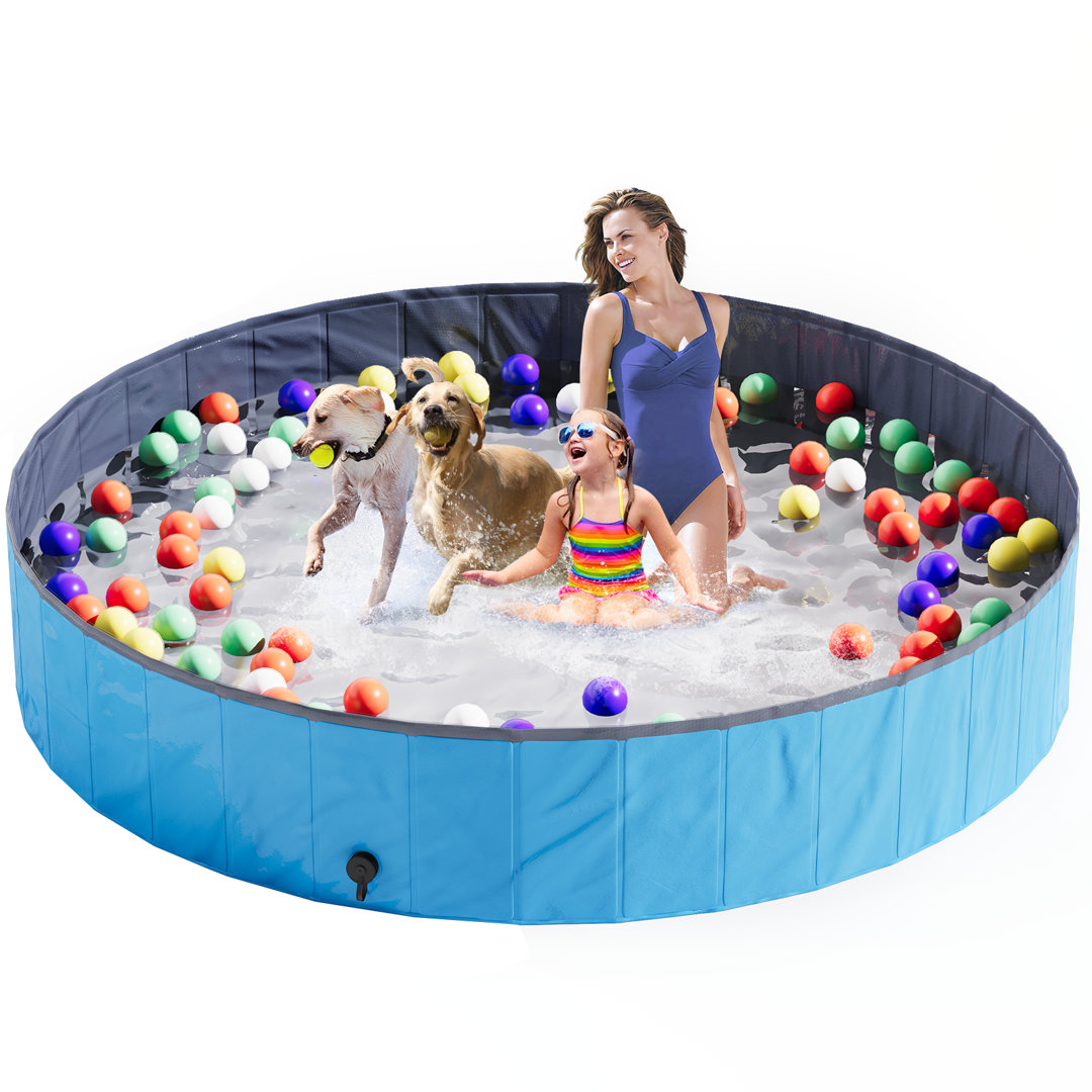 Foldable Dog Pet Swimming Pool, 78.7”×11.8” Portable Bath Tub For Pets, Plastic Pet Pool, Large Pet Pool Dog Wash Tub, Dog Swimming Pool Indoor And Outdoo Romatlink 