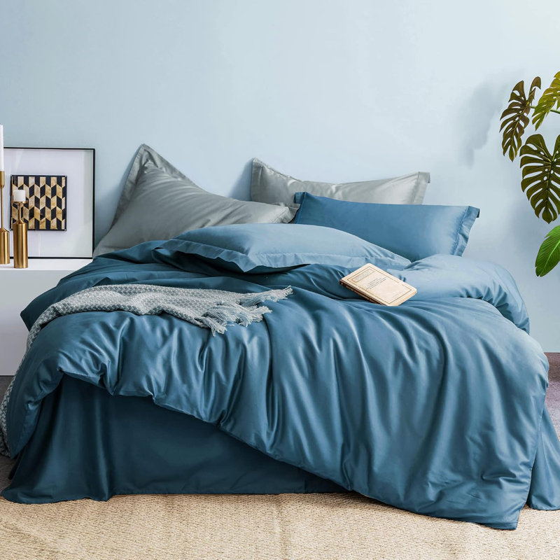 Ensemble de housse de couette 100% coton de qualité égyptienne ultra douce, Couette grand + 2 taies décoratives standard