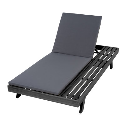 Lounge Chair Set with Open-Sided Design Black Lacquered Locust Wood Frame with Waterproof Cushions