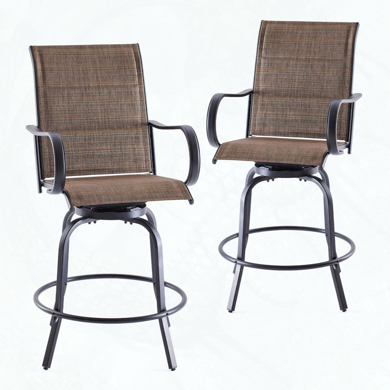 Ensemble de 2 tabourets de bar pivotants à 360 degrés avec tissu en textilène