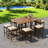 10-Piece Outdoor Dining Table Sets Included 2 Foldable Tables And Eight Stools With Cushions