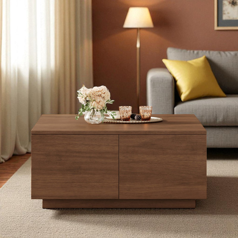 Square Coffee Table With Storage, Walnut