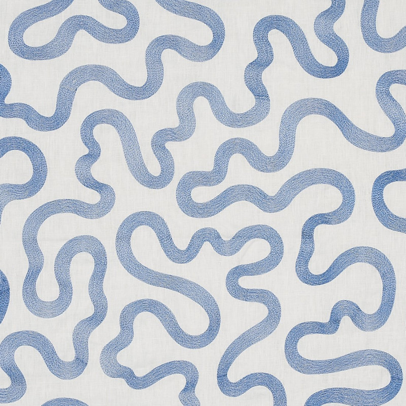 Tissu brodé Riley, Bleu marine / ivoire