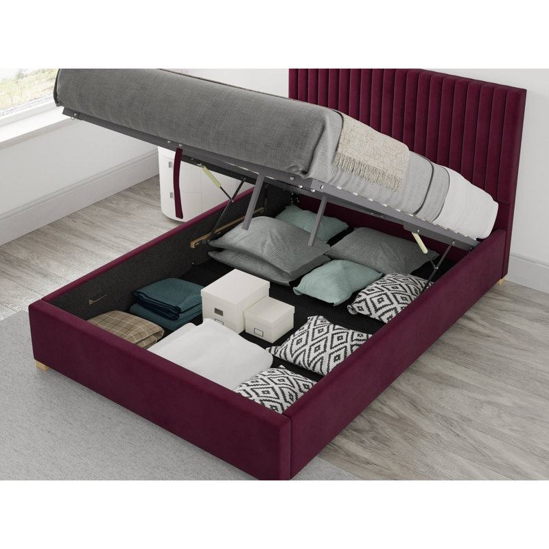 Chevy Upholstered Ottoman Storage Bed, Single (3'), Berry