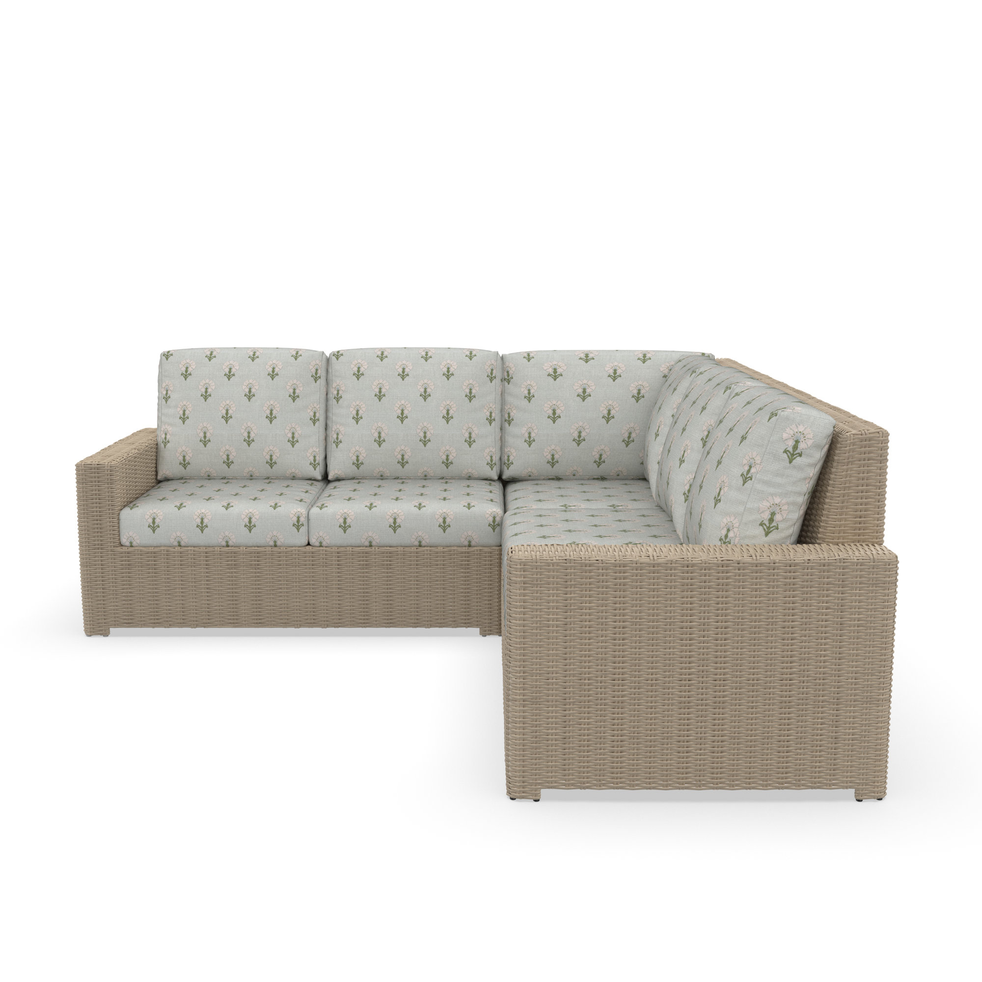 Henri Outdoor Patio Sectional With Sunbrella Cushions, Mira Celeste