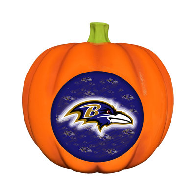 Décoration citrouille en résine avec logo DEL 3D des Ravens de Baltimore (NFL) | 25 cm