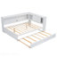 Lit de jour en bois pleine grandeur avec tablettes de rangement, USB, DEL et lit gigogne, blanc-292634017