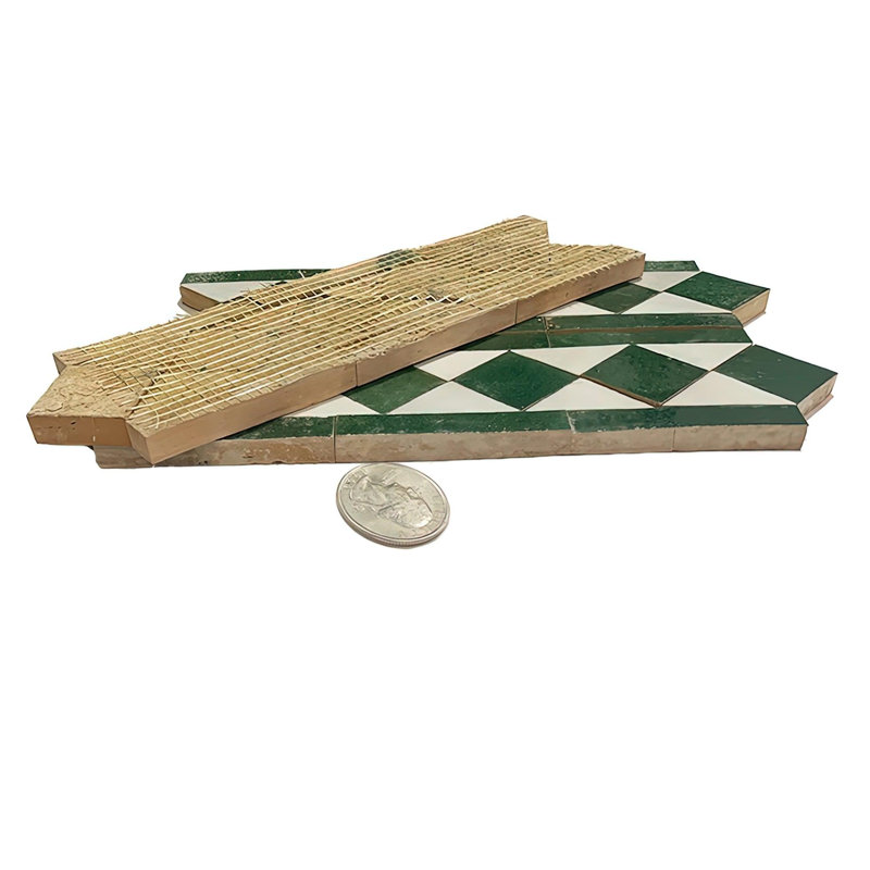 Dama 3.75 in. x 12 in. Linear Glossy Tile, White/Light Green