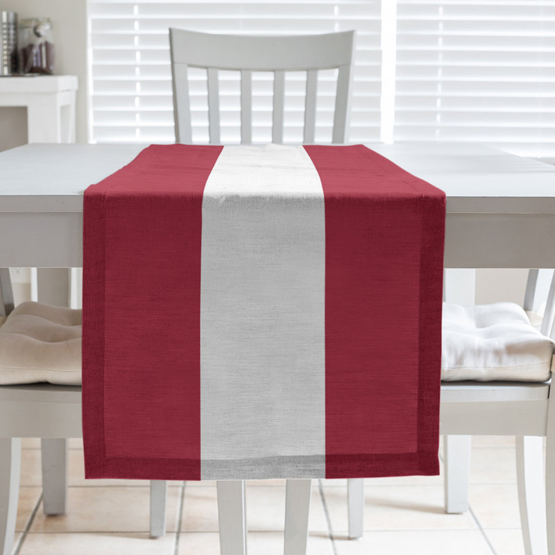 Houston Throwback Football Stripes Table Runner, 72" x 16", New England Football Red/White, Polyester